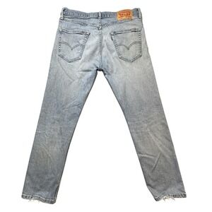 Levis 502 Jeans Mens 34x30 (33x27) Light Wash Stretch Tapered Denim Distressed